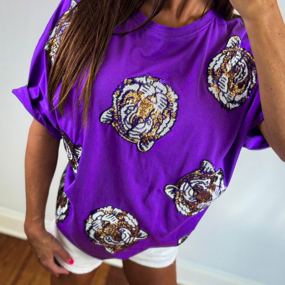 Sequin Tiger Oversized Tee