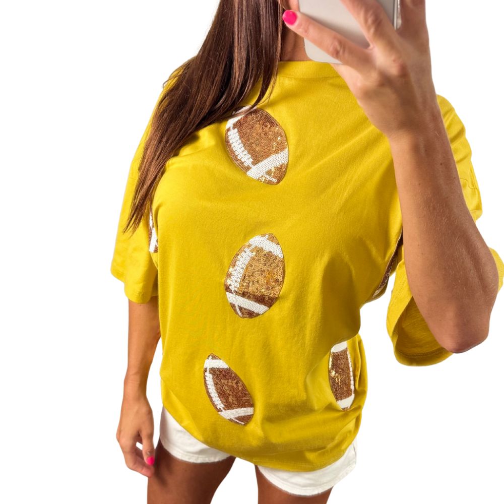 Gold Sequin Football Tee