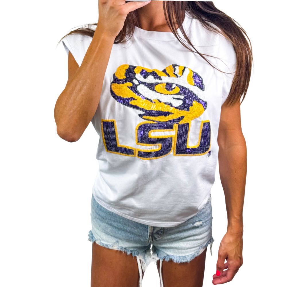 Sequined LSU Eye Of The Tiger Top
