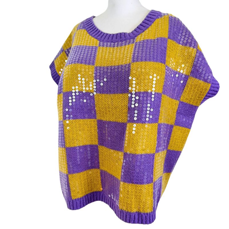 Game Day Sequin Checker Top