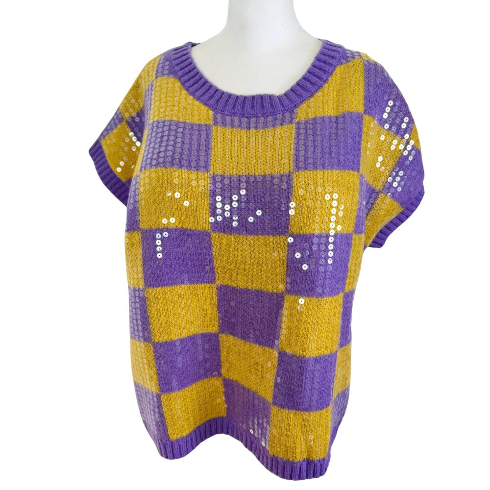 Game Day Sequin Checker Top