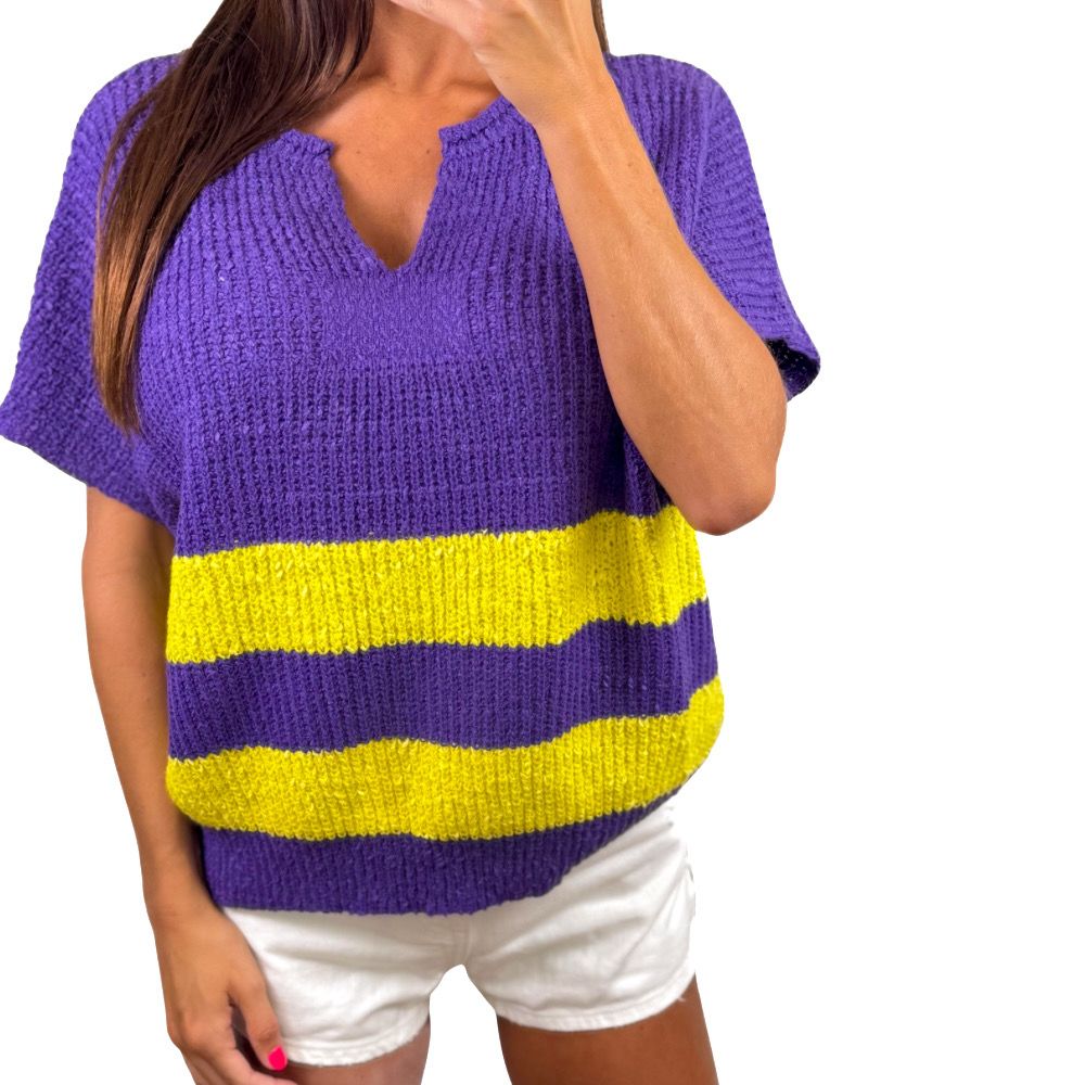 Game Day Color Block Stripe Top