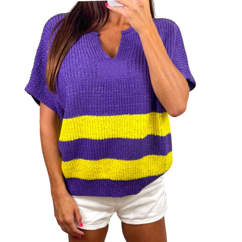 Game Day Color Block Stripe Top
