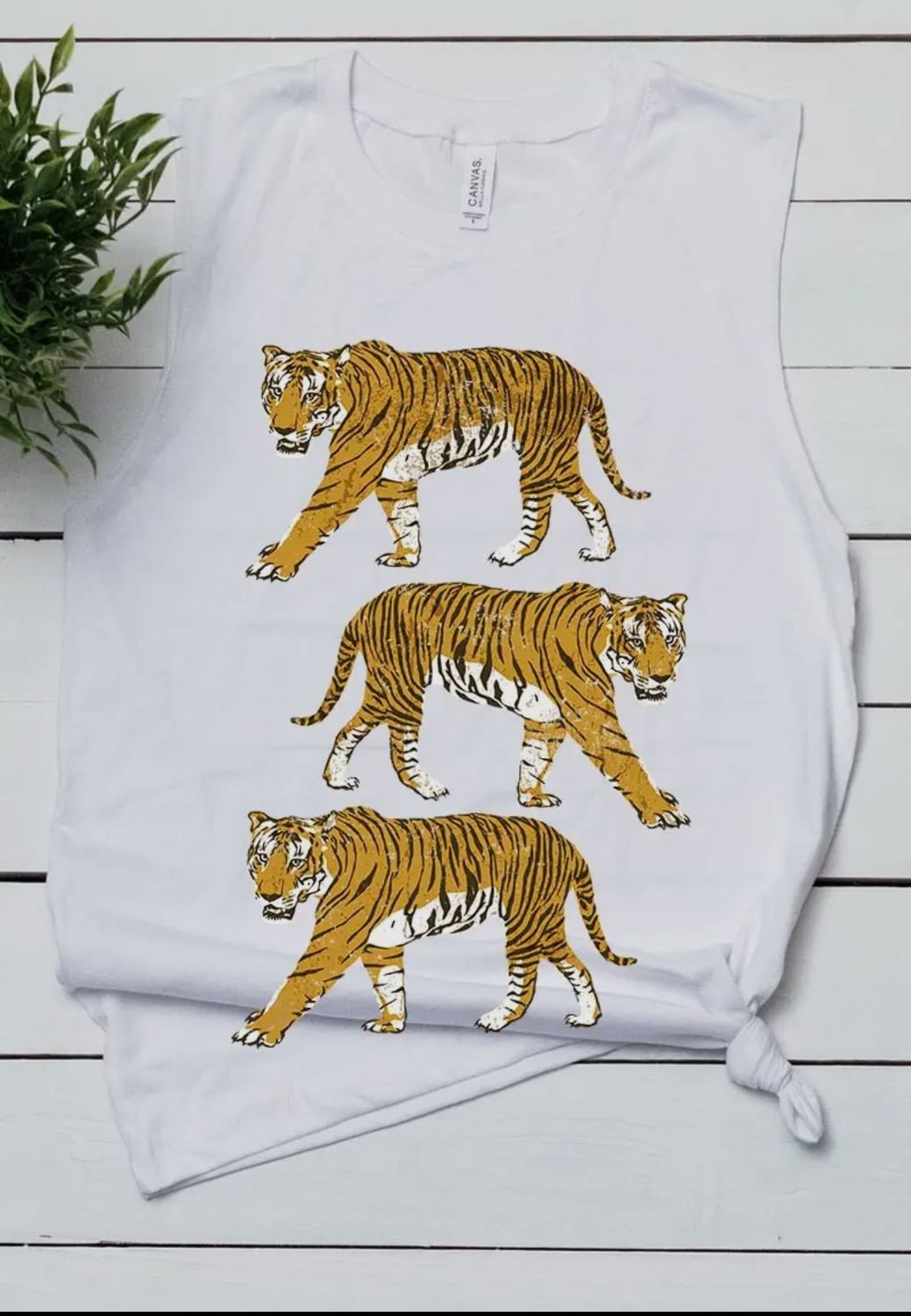 Game Day Stacked Tiger Tank - White