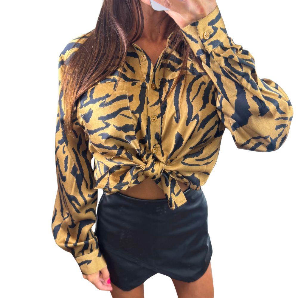Tiger Stripe Button Down Top