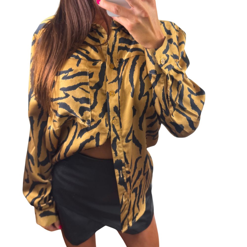 Tiger Stripe Button Down Top