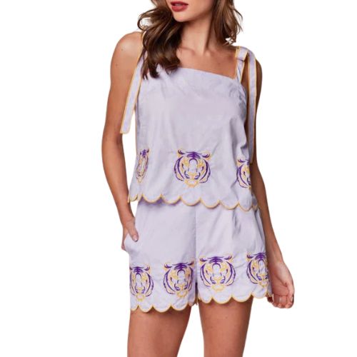 Tiger Embroidered Two Piece Set