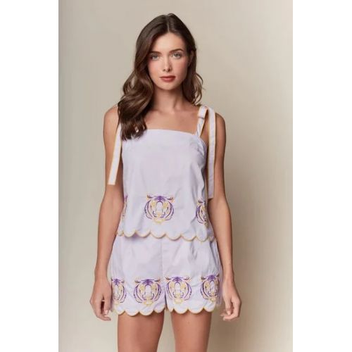 Tiger Embroidered Two Piece Set