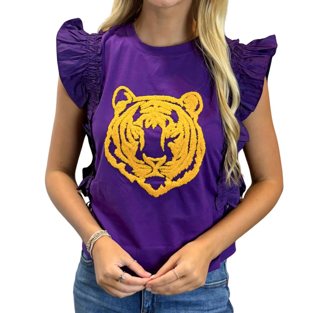 Tiger Chenille Ruffle Top