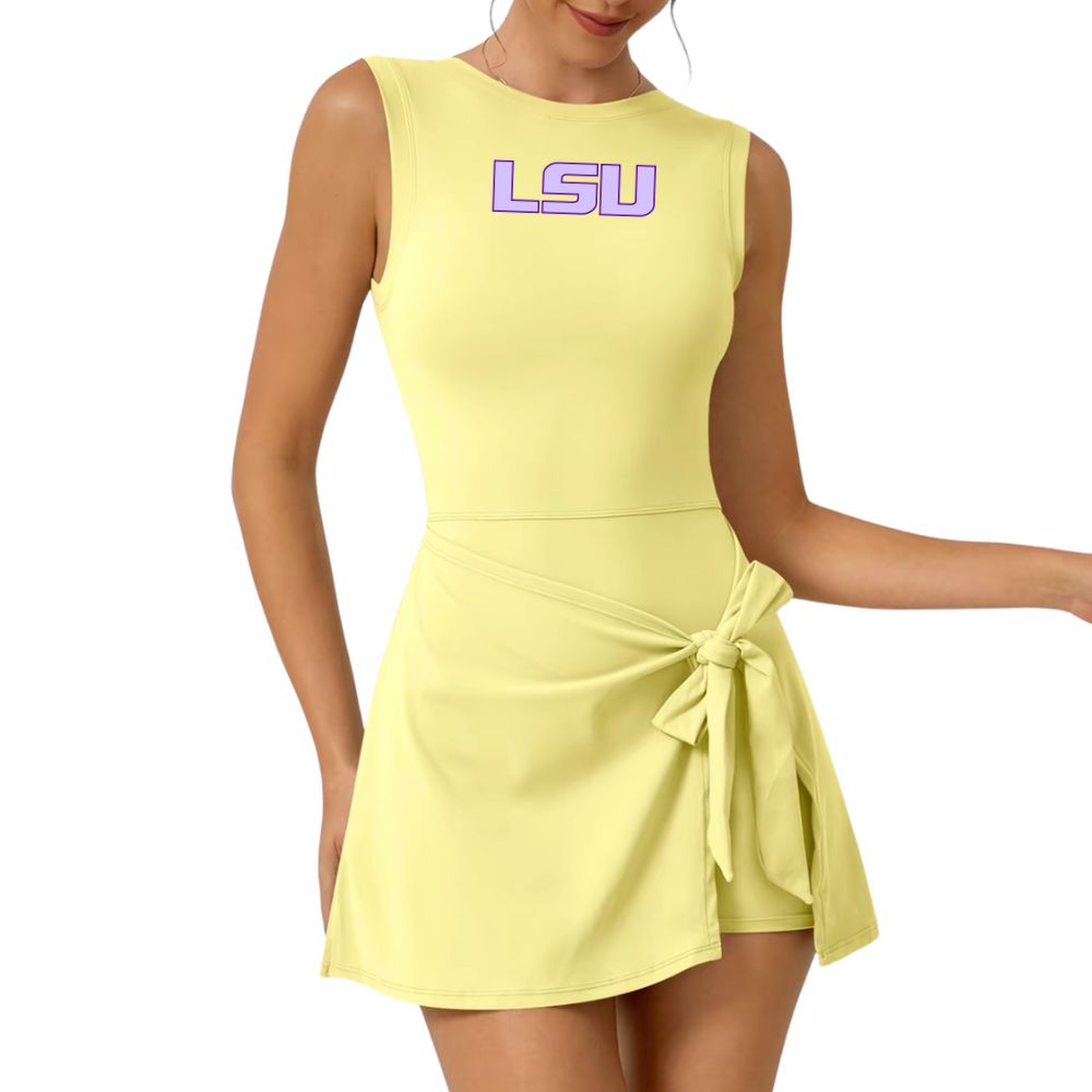 Front Wrap Game Day Dress - Yellow