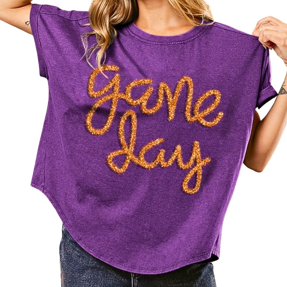 Game Day Tinsel Dolman Top