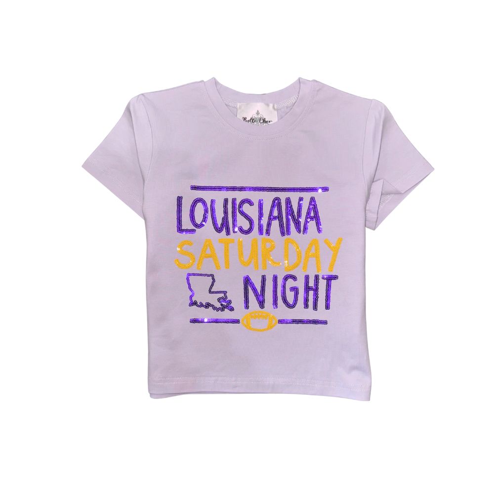 Girls Louisiana Saturday Night Sequin Tee