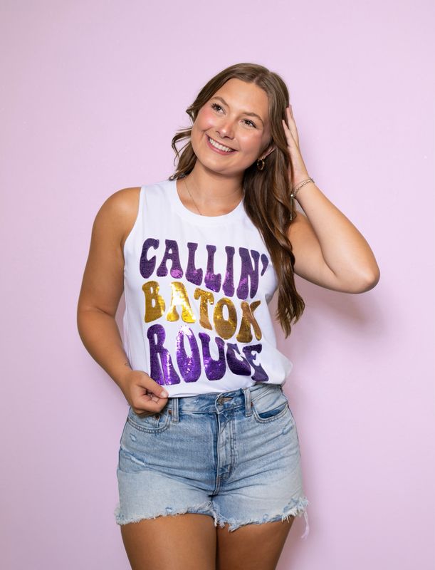 Calling Baton Rouge Sequin Tank