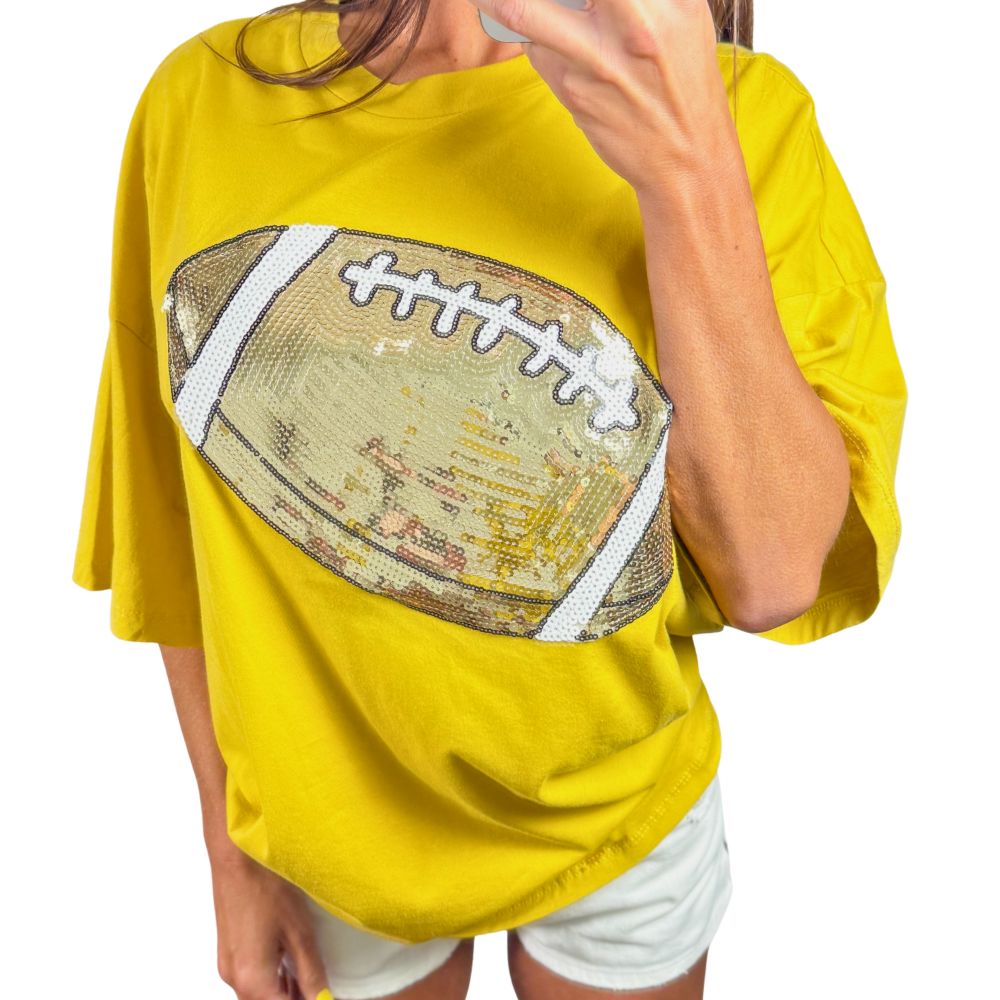 Gold Sequin Football Tee