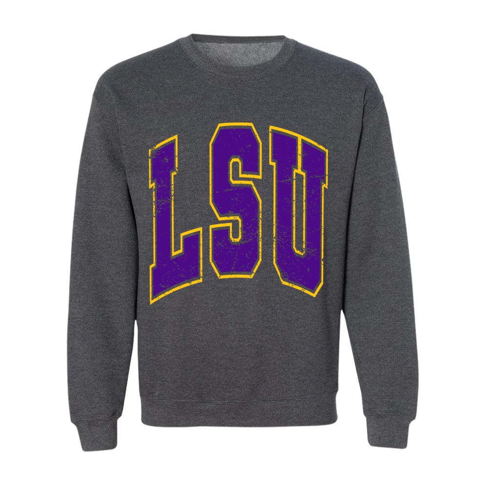 LSU Vintage Collegiate Pullover - Dark Gray