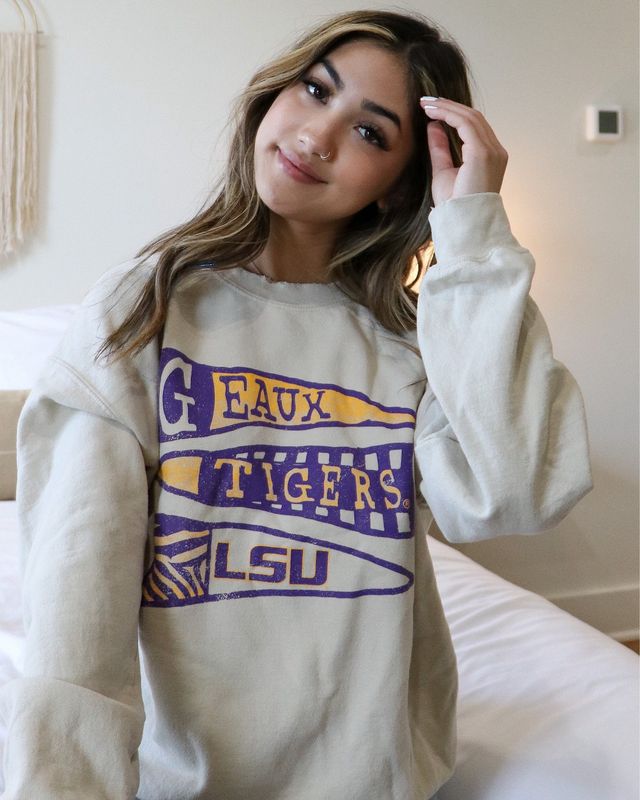 LSU Tigers Pennant Thrifted Pullover