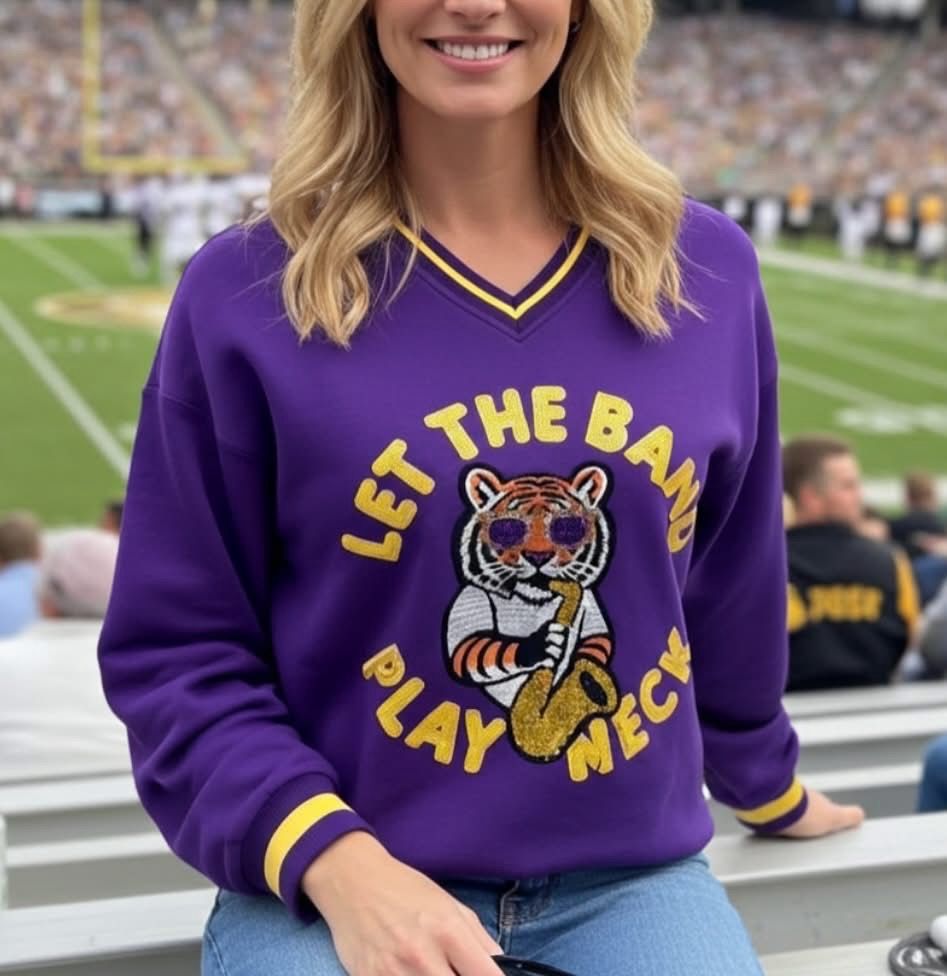 Play Neck Sequin Sweater