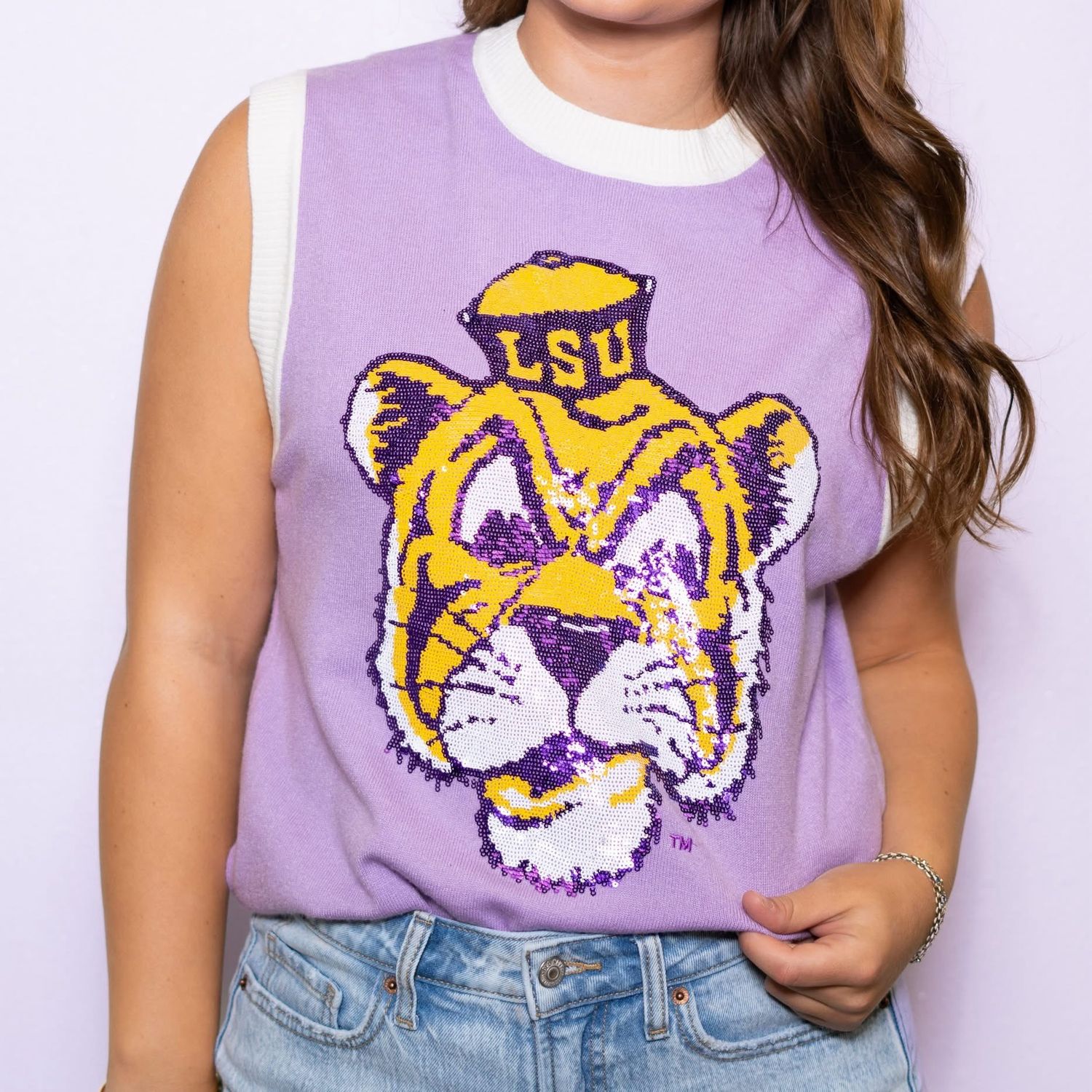 Sequin Mike The Tiger Sleeveless Sweater Tank