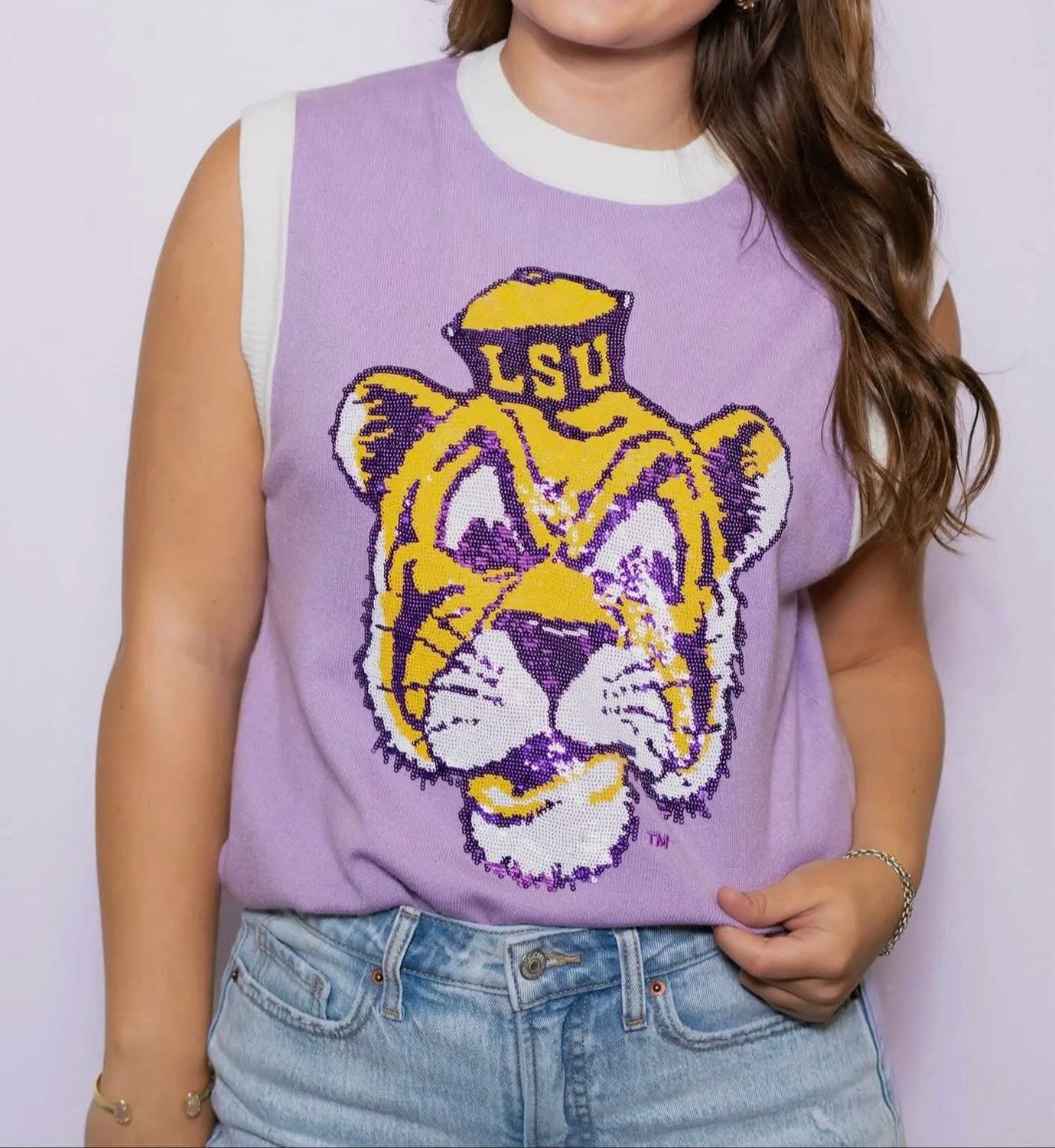 Sequin Mike The Tiger Sleeveless Sweater Tank