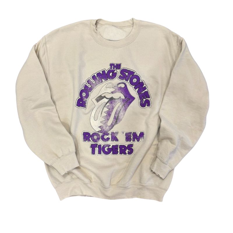 LSU Tigers Rolling Stones “Rock ‘em” Thrifted Pullover
