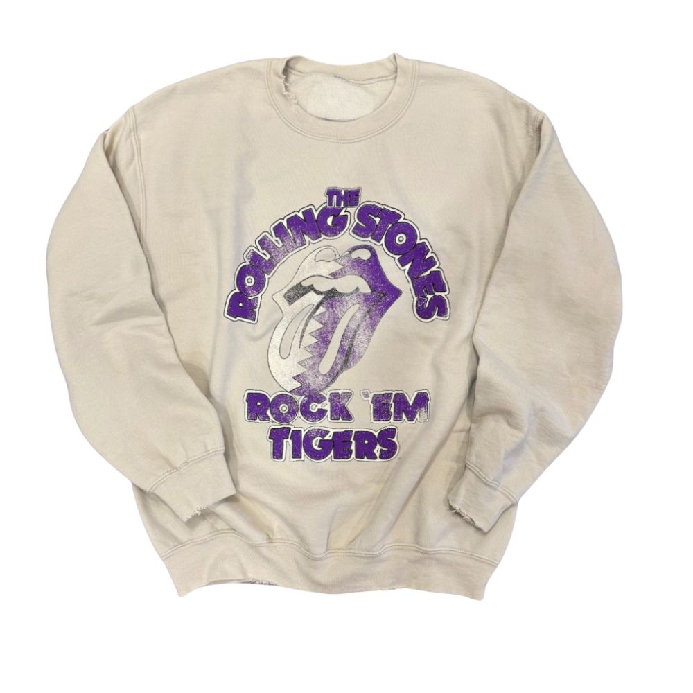 LSU Tigers Rolling Stones “Rock ‘em” Thrifted Pullover