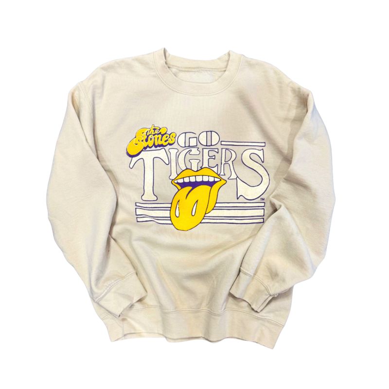 LSU Tigers Rolling Stones Tongue Thrifted Pullover