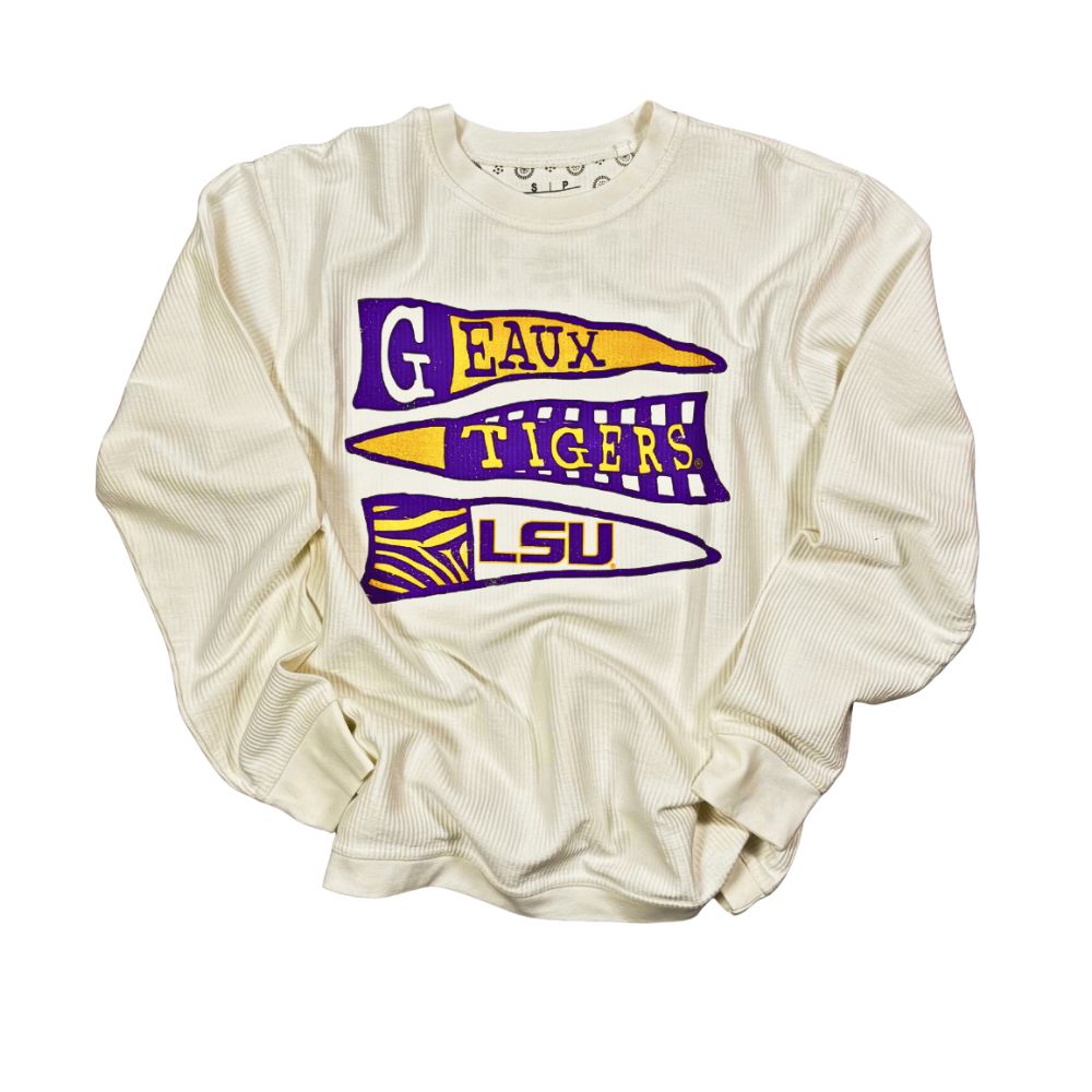 Tigers Pennant Flag Corded Crew Sweatshirt