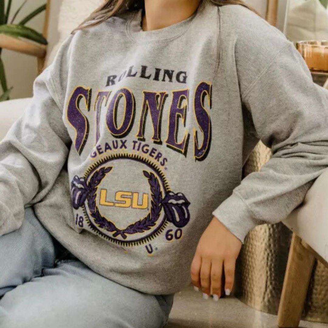 Rolling Stones Geaux Tigers Thrifted Pullover