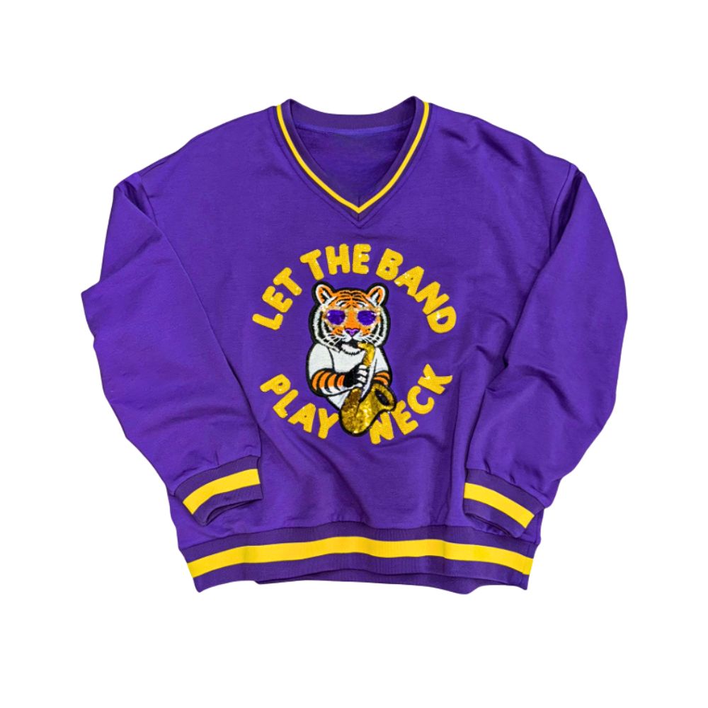 Play Neck Sequin Sweater