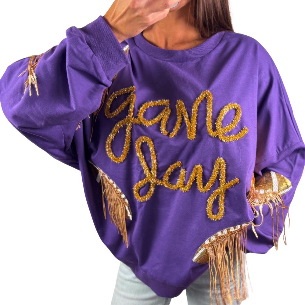 Sequin Game Day Lightweight Sweater Top