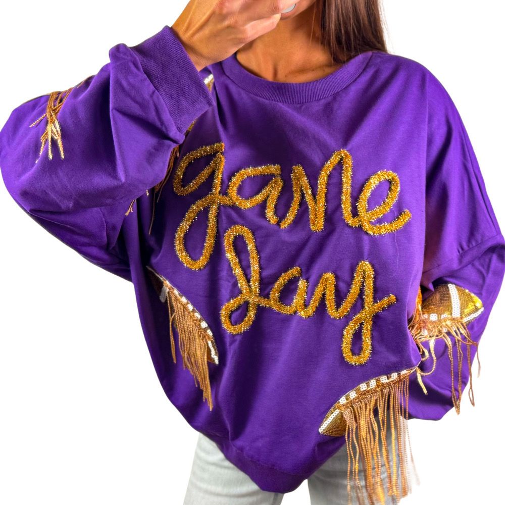 Sequin Game Day Lightweight Sweater Top