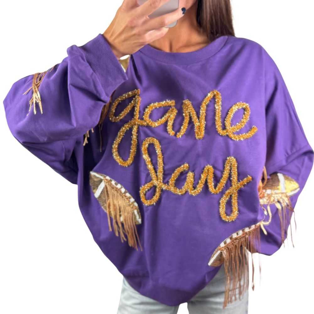 Sequin Game Day Lightweight Sweater Top