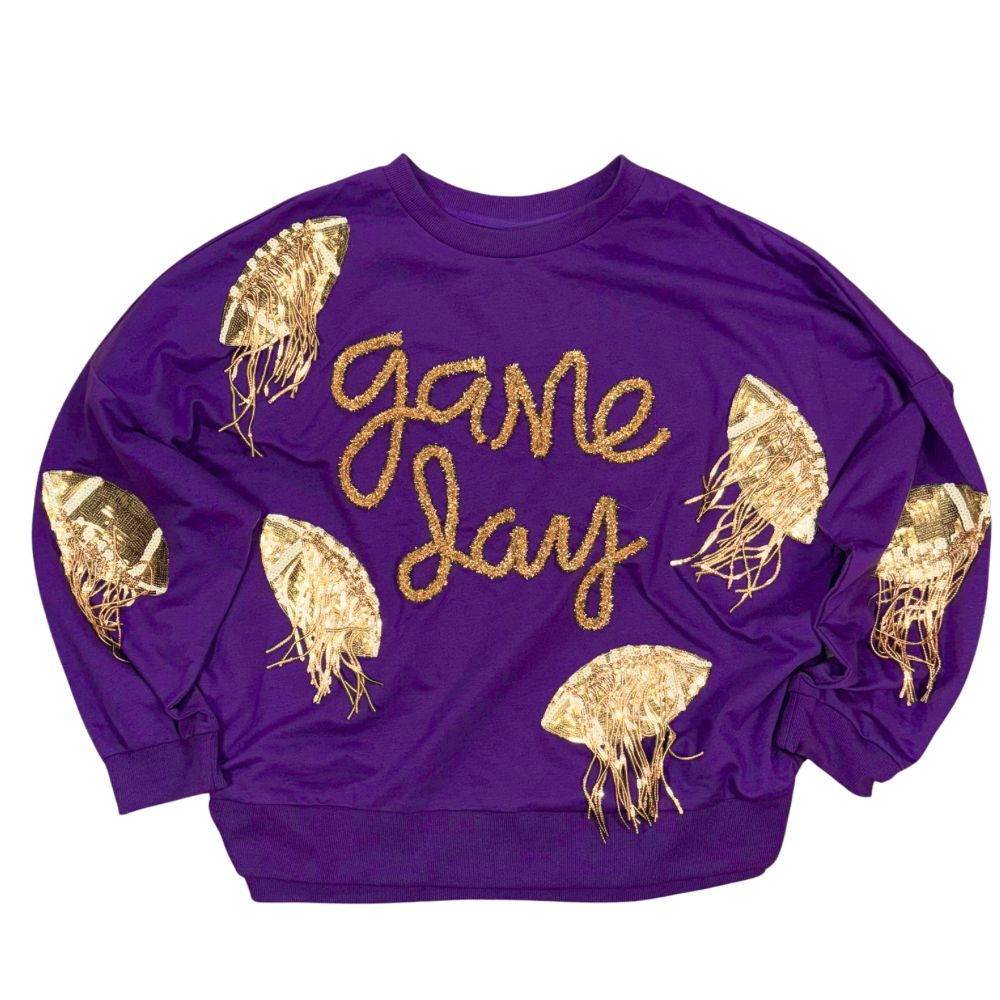 Sequin Game Day Lightweight Sweater Top