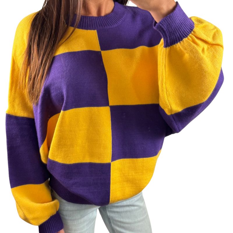 Purple and Gold ColorBlock Sweater