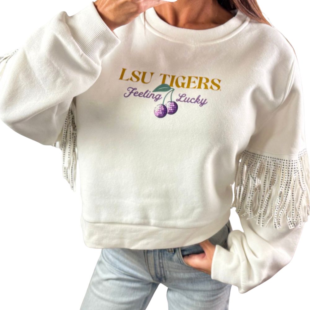 LSU “Feeling Lucky” Fringe Pullover