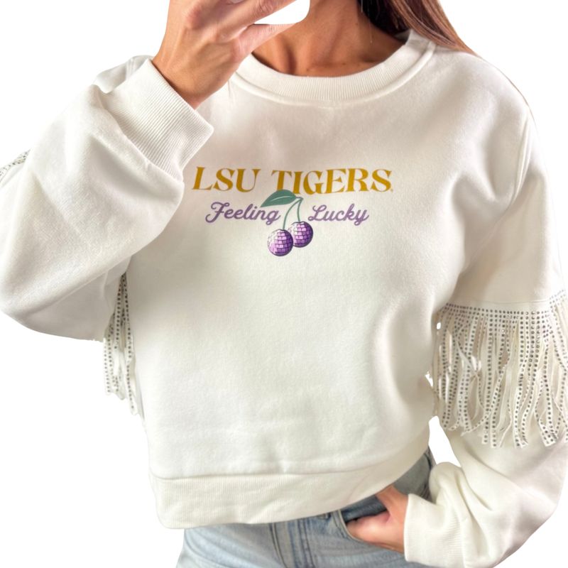 LSU “Feeling Lucky” Fringe Pullover
