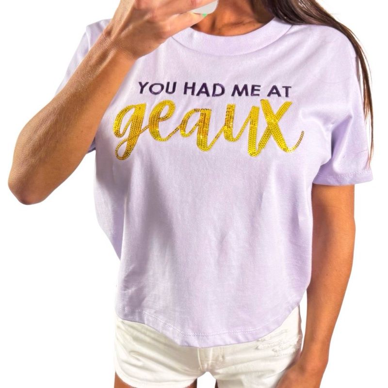 “You Had Me At GEAUX” Sequin Embroidered Crop