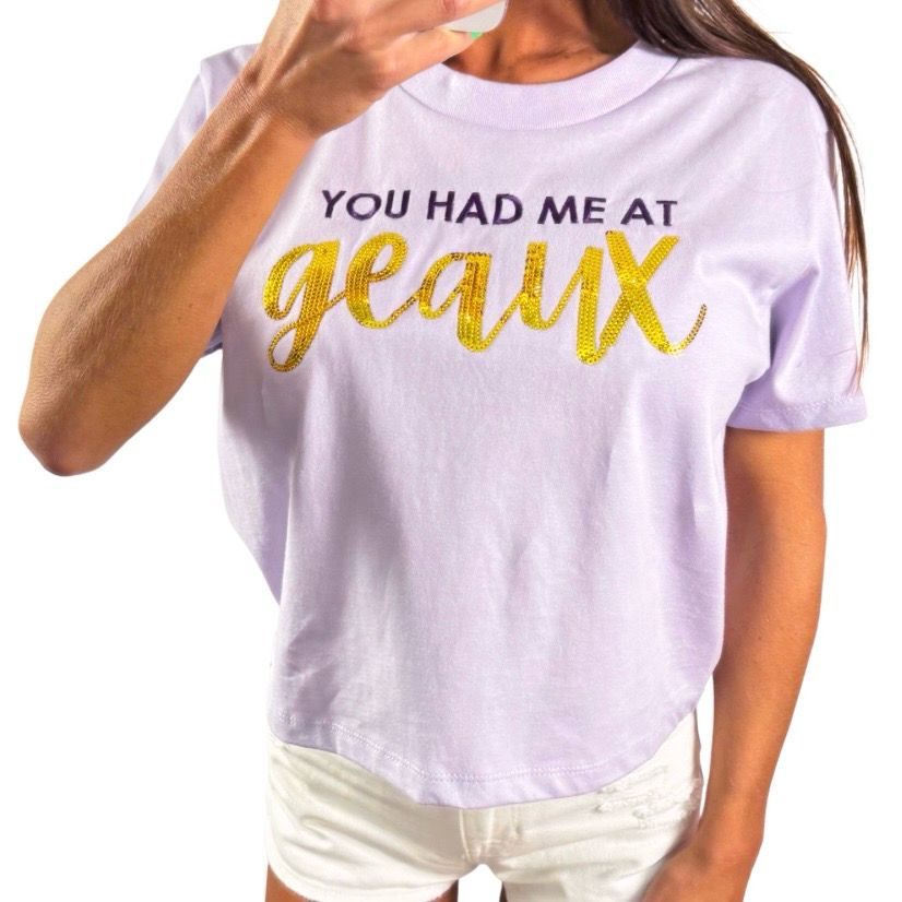 “You Had Me At GEAUX” Sequin Embroidered Crop