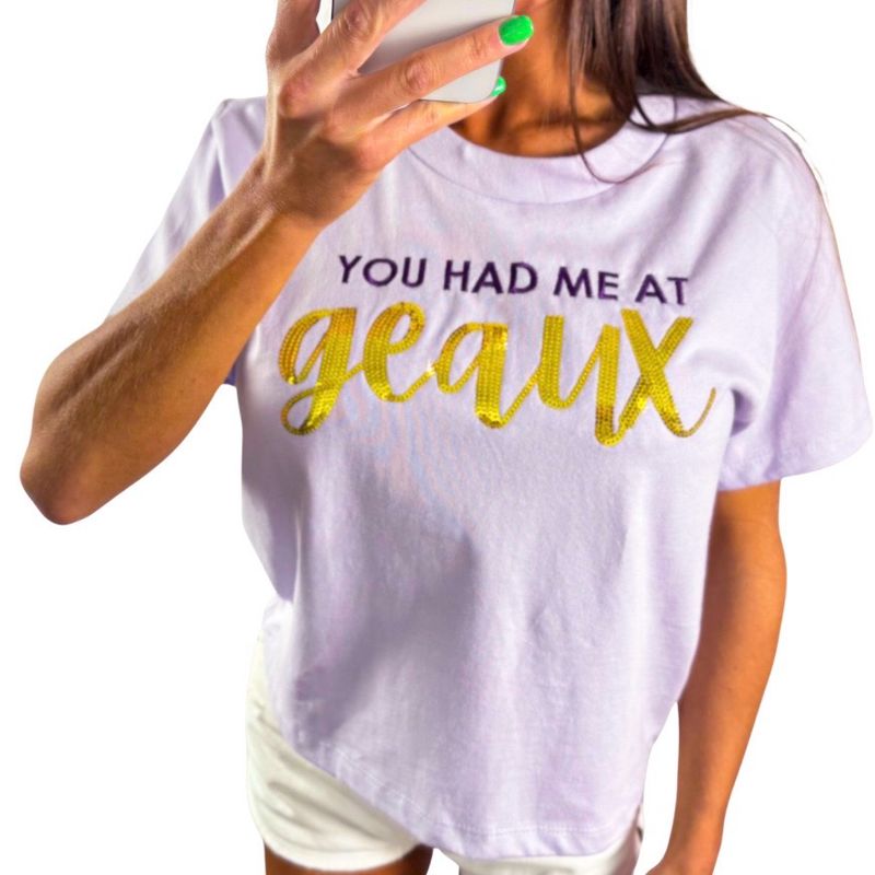 “You Had Me At GEAUX” Sequin Embroidered Crop