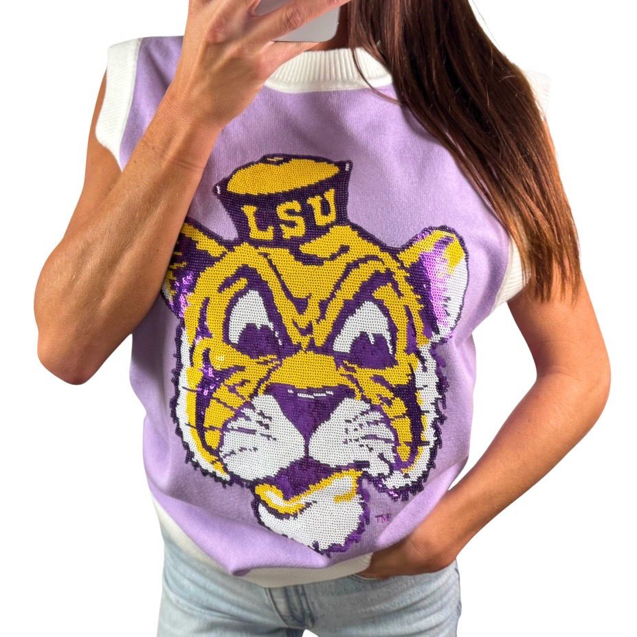 Sequin Mike The Tiger Sleeveless Sweater Tank