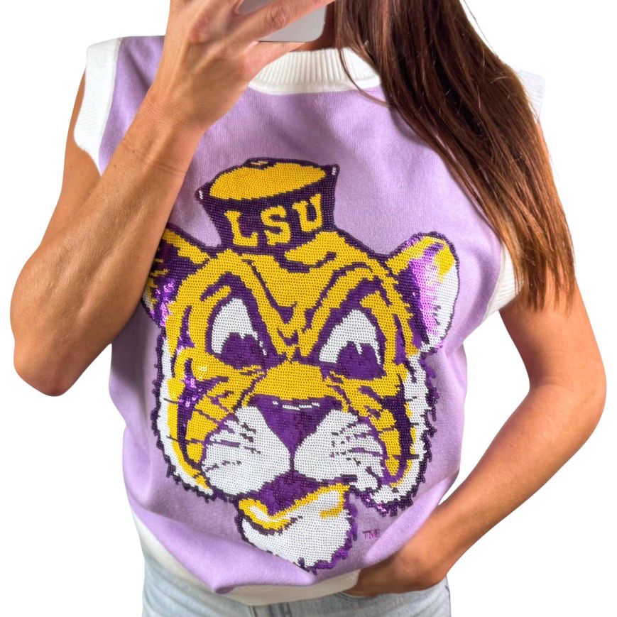 Sequin Mike The Tiger Sleeveless Sweater Tank