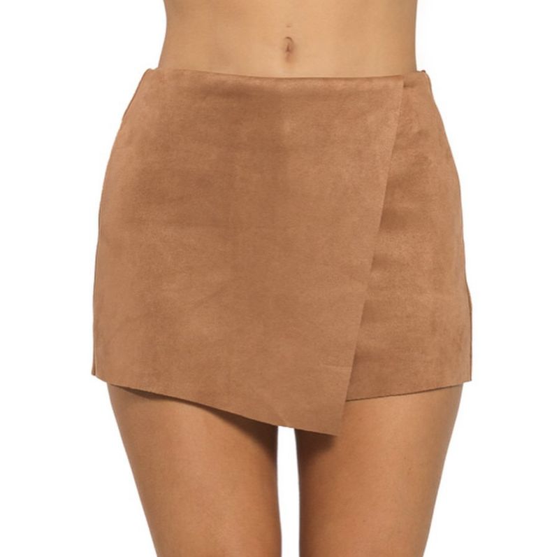 Tan Faux Suede Skort