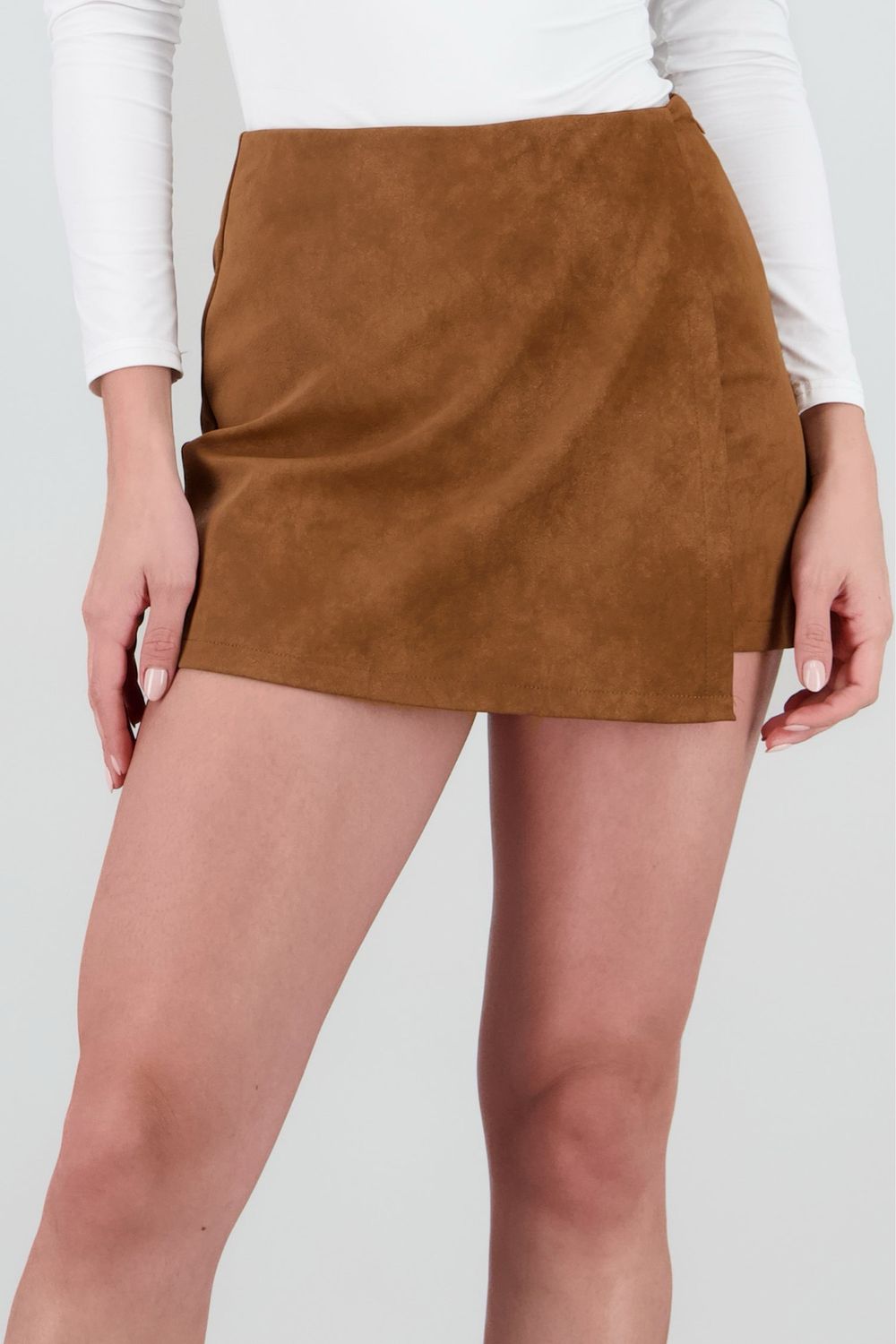 Tan Faux Suede Skort, Size: S