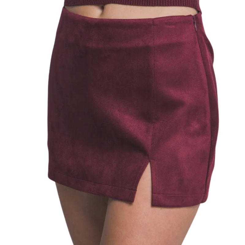 Burgundy Suede Mini Skort