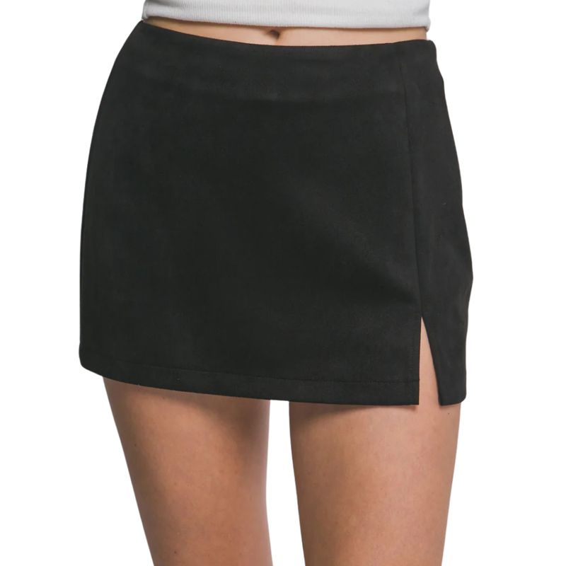 Black Suede Mini Skort