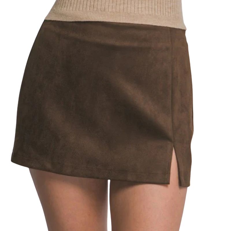 Chocolate Suede Mini Skort