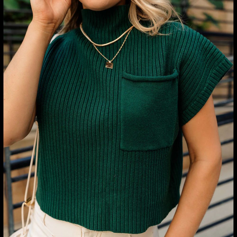 Hunter Green Short Sleeve Sweater