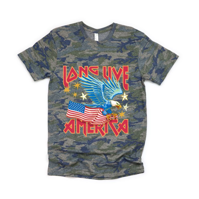 Camo Long Live America Tee