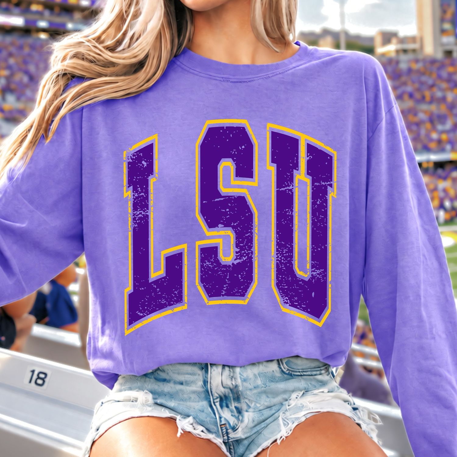 LSU Long Sleeve Comfort Colors T-Shirt