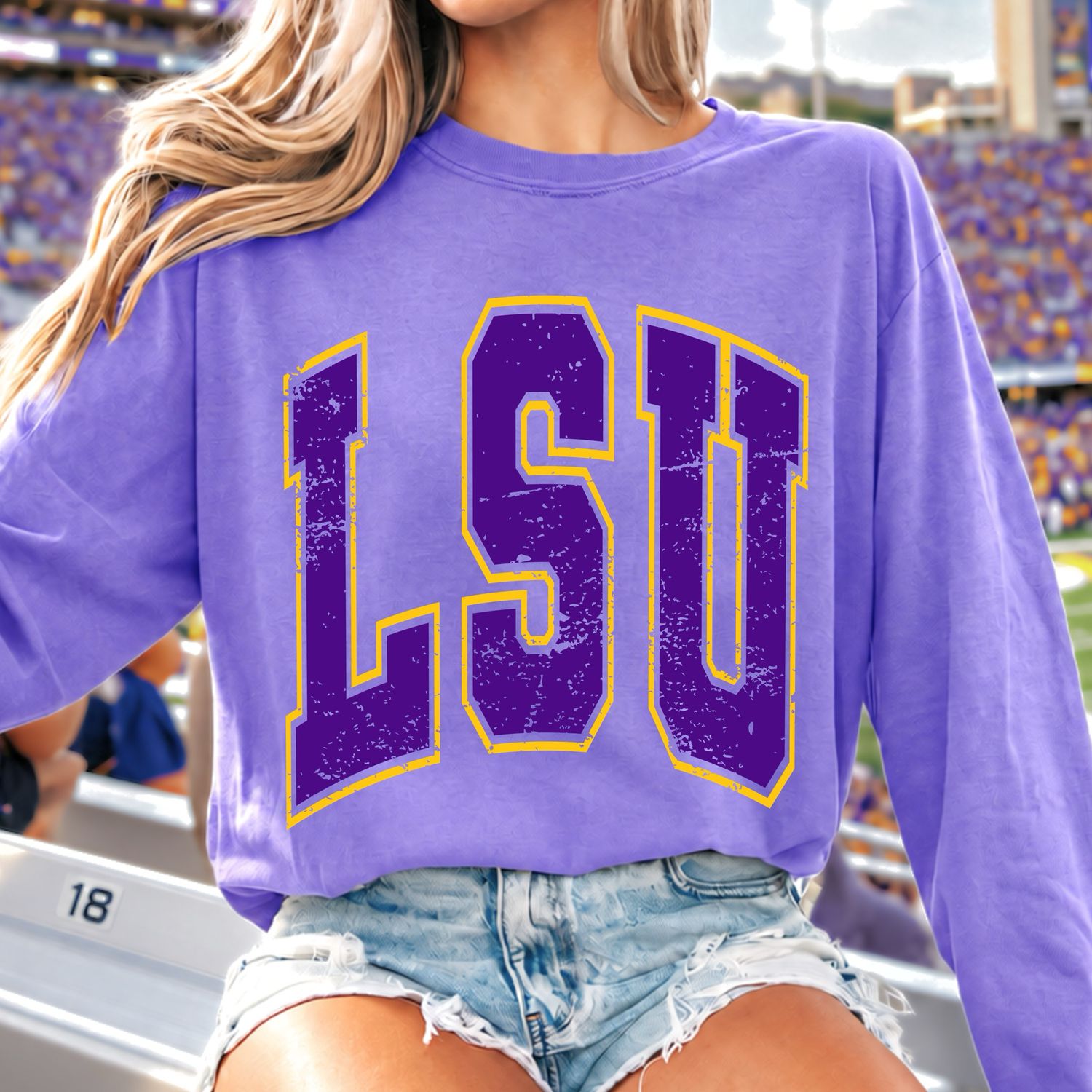 LSU Long Sleeve Comfort Colors T-Shirt